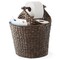 Casafield Toilet Paper Roll Storage Basket with Magazine Holder, Woven Water Hyacinth Wicker Bathroom Bin for Bath Tissue and Toiletries